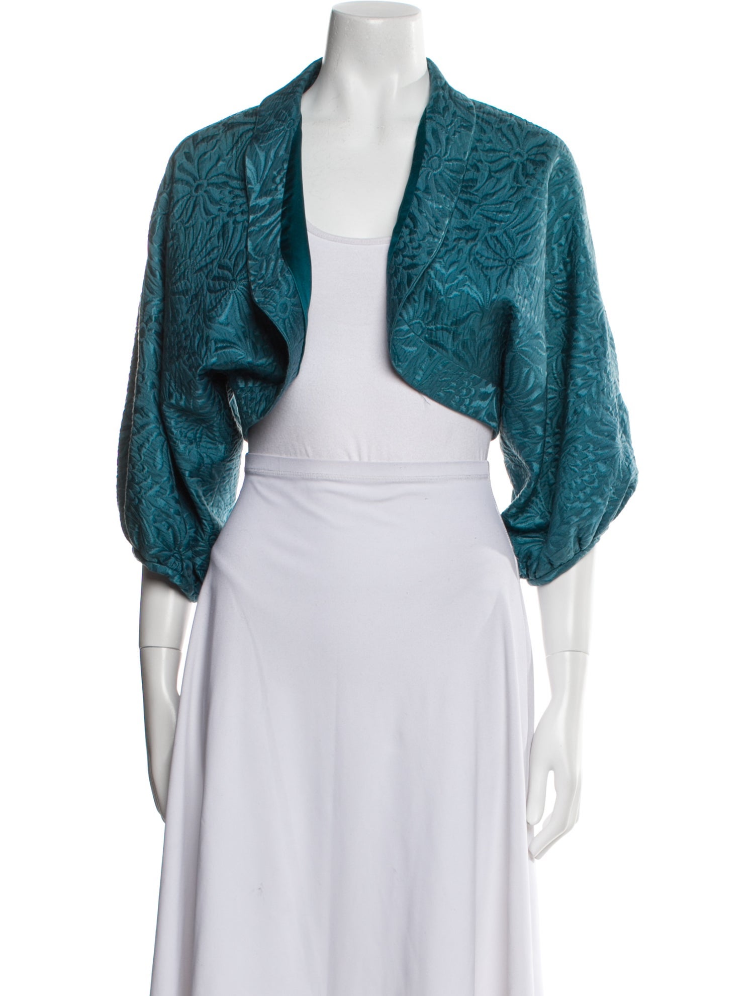 Monique Lhuillier Silk Printed Bolero