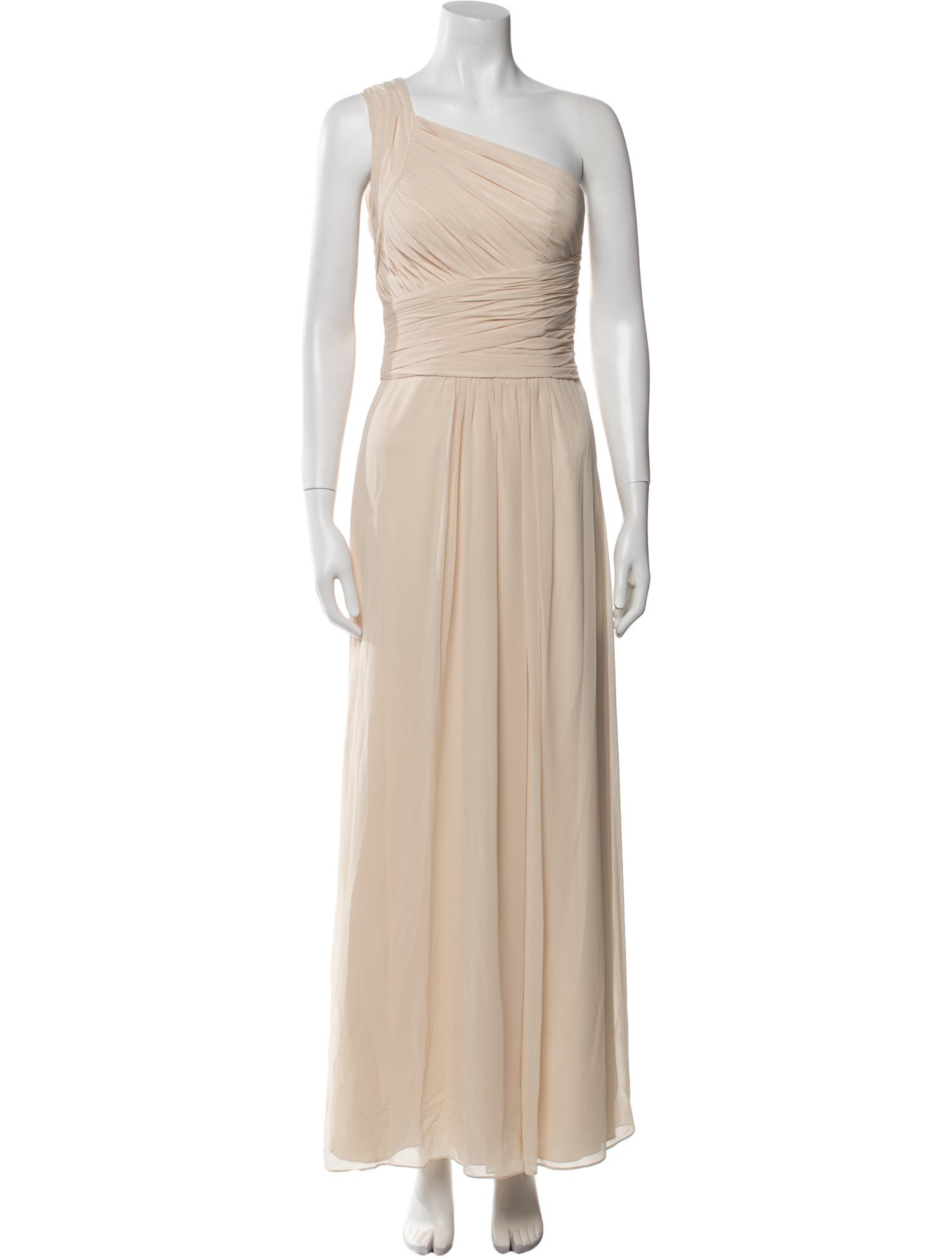 Monique Lhuillier One-Shoulder Long Dress