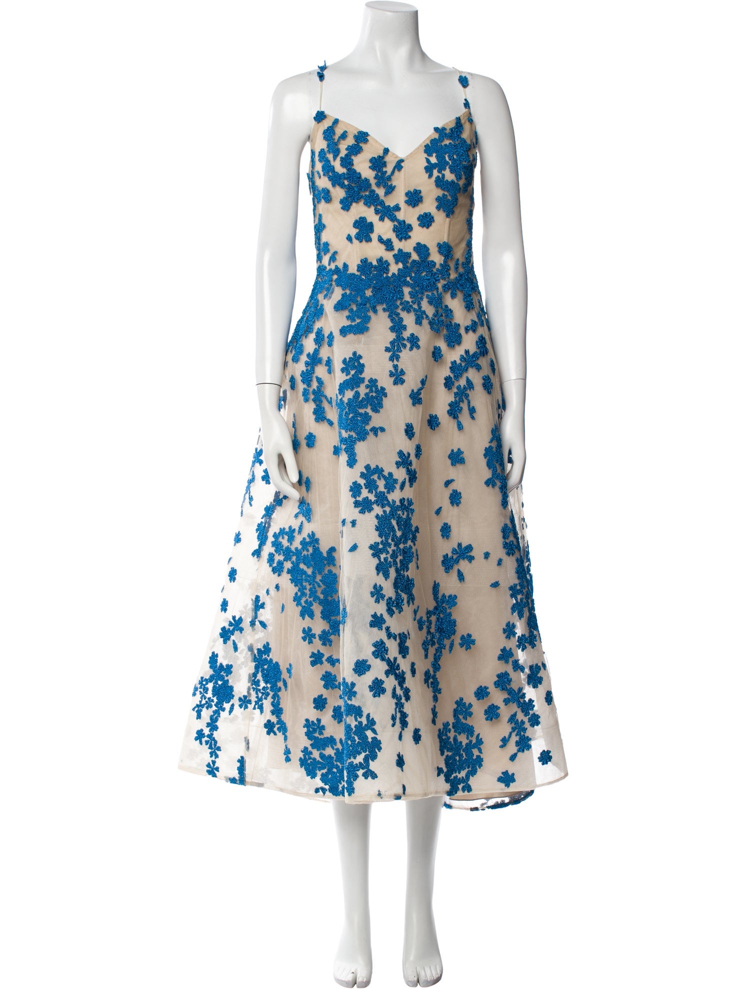 Monique Lhuillier Floral Print Long Dress