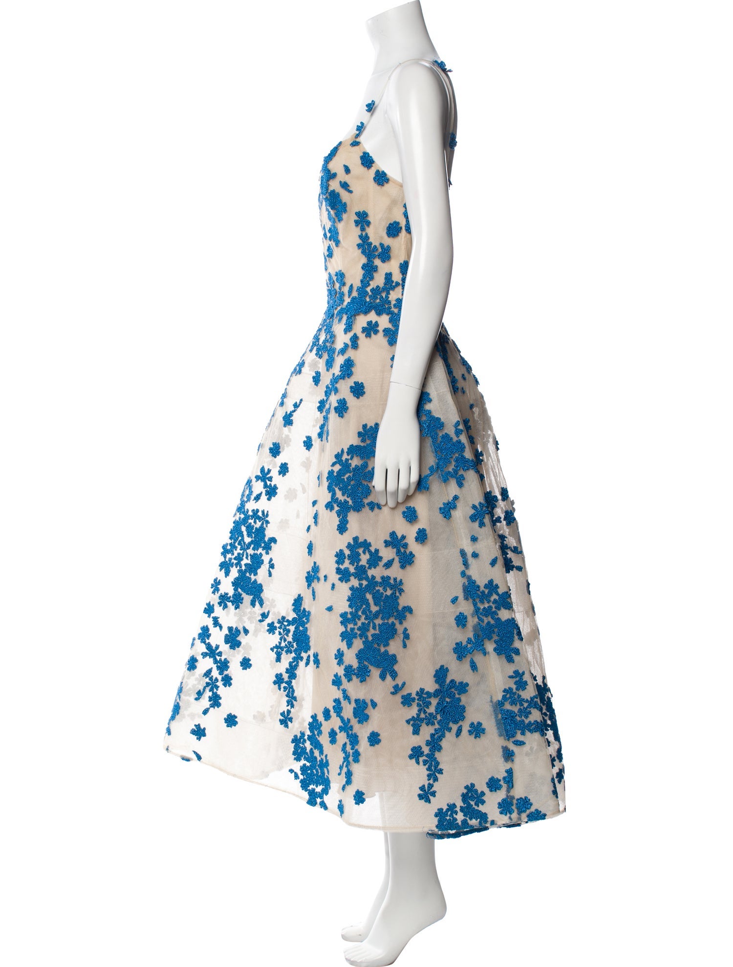 Monique Lhuillier Floral Print Long Dress