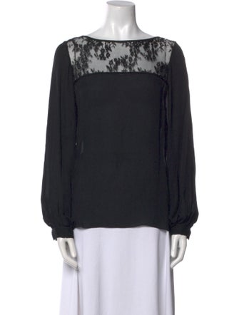 Monique Lhuillier Bateau Neckline Long Sleeve Blouse