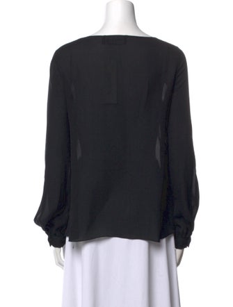 Monique Lhuillier Bateau Neckline Long Sleeve Blouse