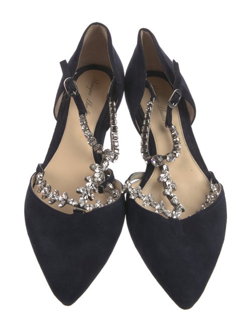 Monique Lhuillier Suede Crystal Embellishments D'Orsay Flats