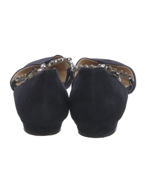 Monique Lhuillier Suede Crystal Embellishments D'Orsay Flats