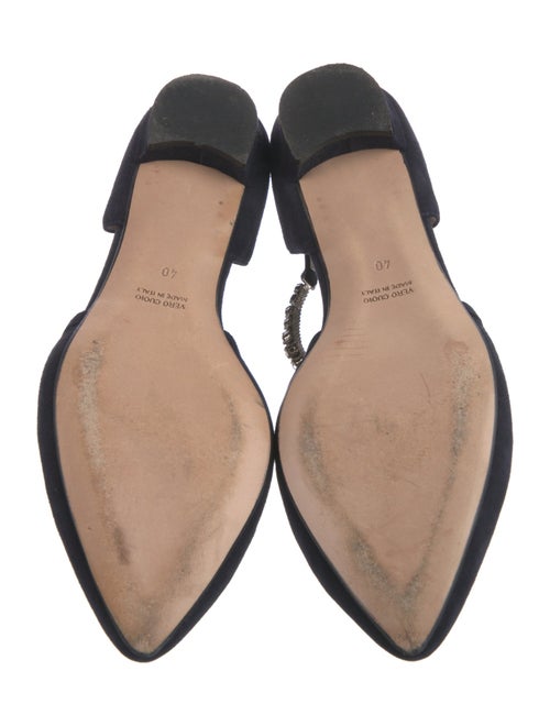 Monique Lhuillier Suede Crystal Embellishments D'Orsay Flats