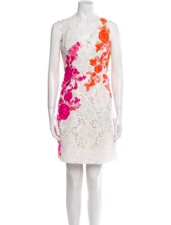 Monique Lhuillier Lace Pattern Mini Dress