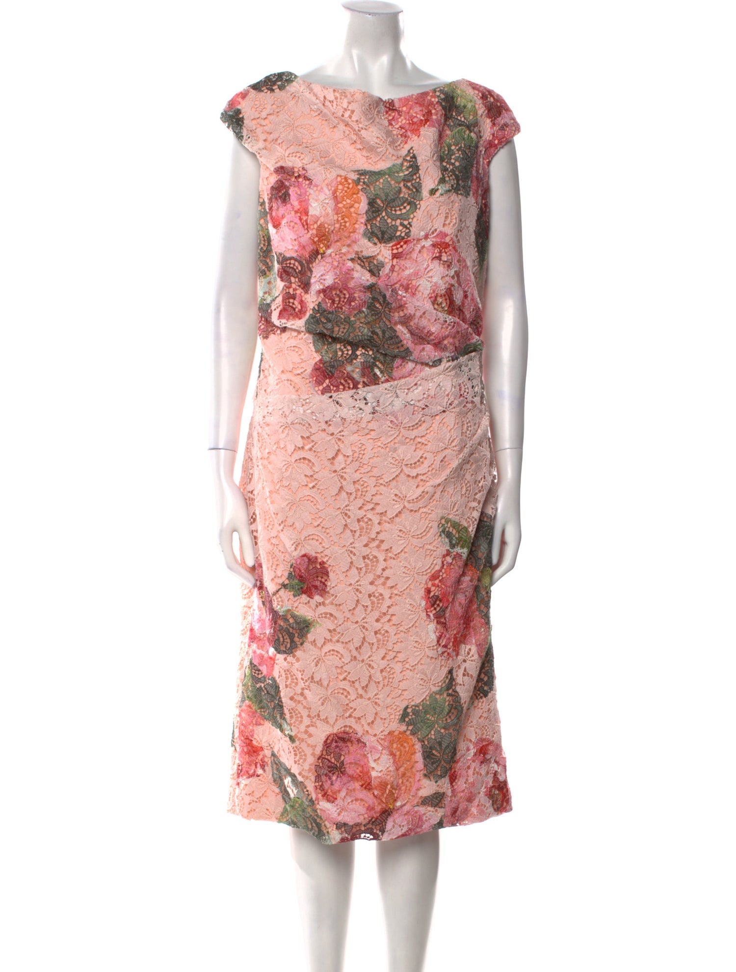 Monique Lhuillier Printed Midi Length Dress