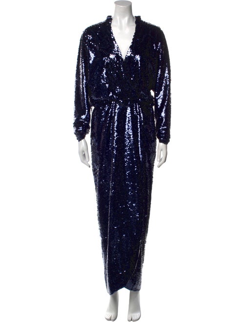 Monique Lhuillier V-Neck Long Dress