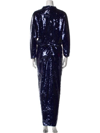 Monique Lhuillier V-Neck Long Dress