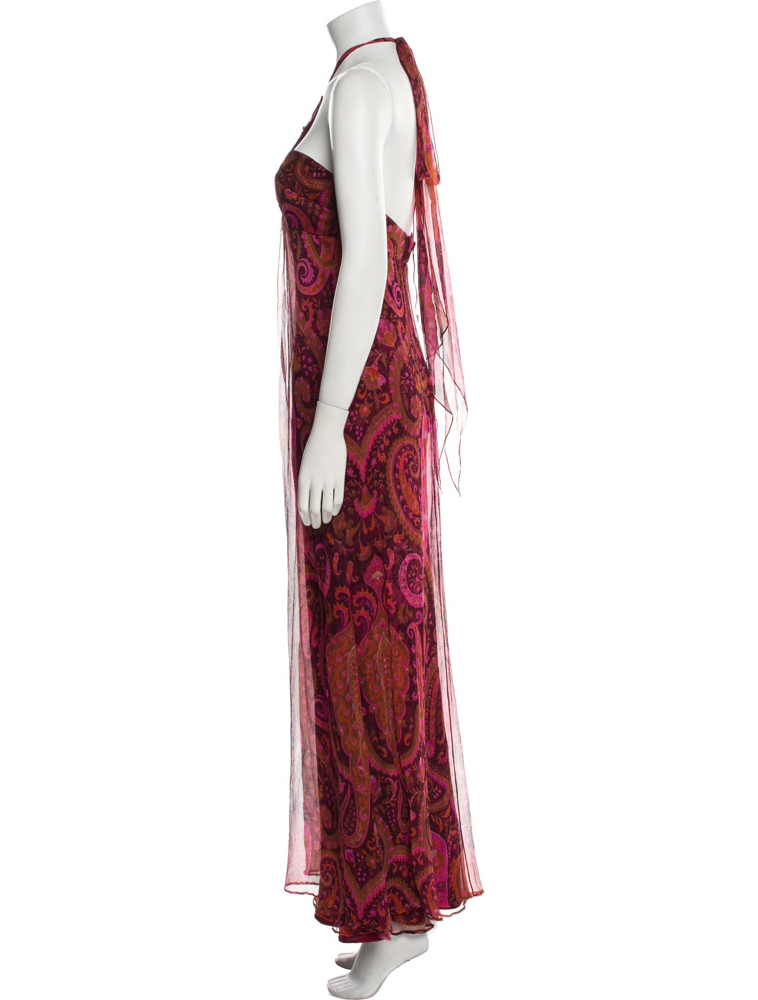 Monique Lhuillier Paisley Print Long Dress