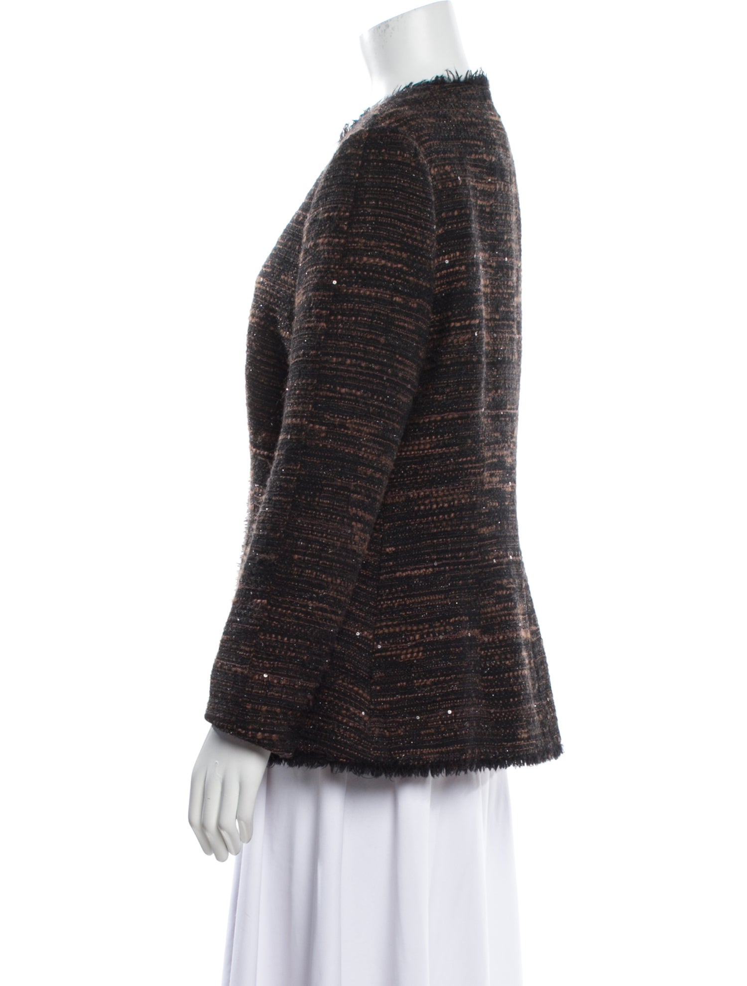 Monique Lhuillier Wool Tweed Pattern Evening Jacket