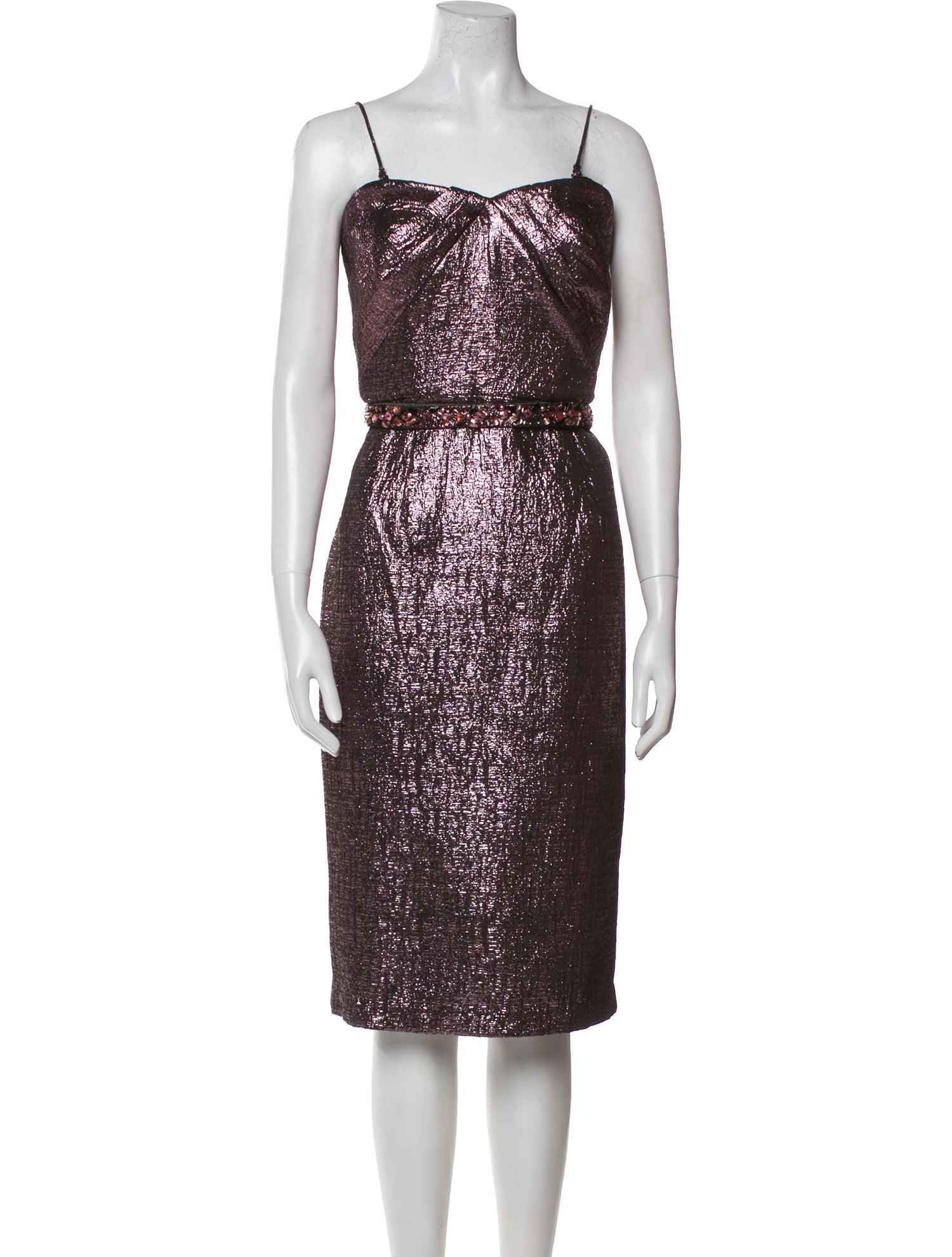 Monique Lhuillier Square Neckline Knee-Length Dress