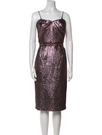 Monique Lhuillier Square Neckline Knee-Length Dress