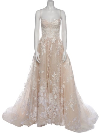 Monique Lhuillier Lace Pattern Long Dress