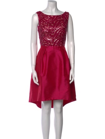 Monique Lhuillier Bateau Neckline Mini Dress