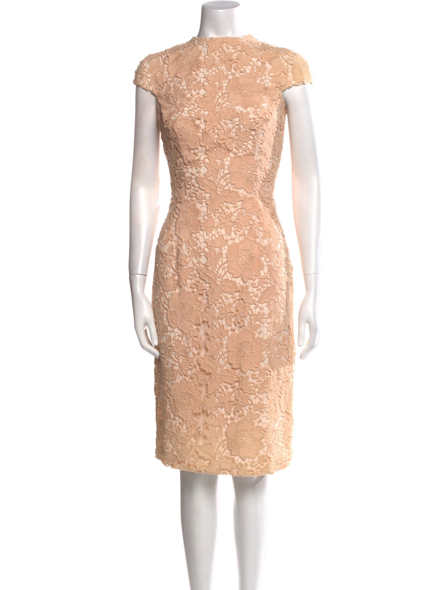 Monique Lhuillier Lace Pattern Midi Length Dress