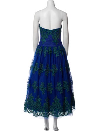 Monique Lhuillier Lace Pattern Midi Length Dress