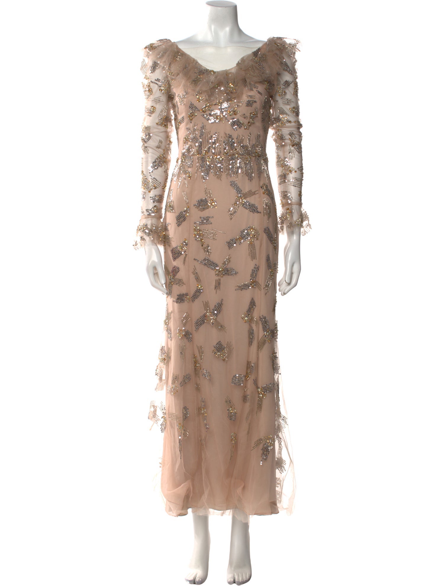 Monique Lhuillier Printed Long Dress