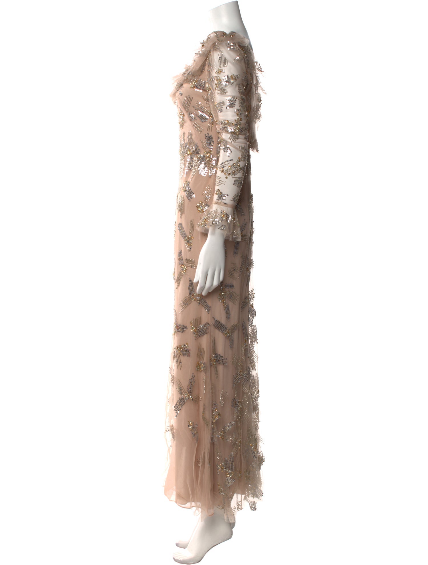 Monique Lhuillier Printed Long Dress