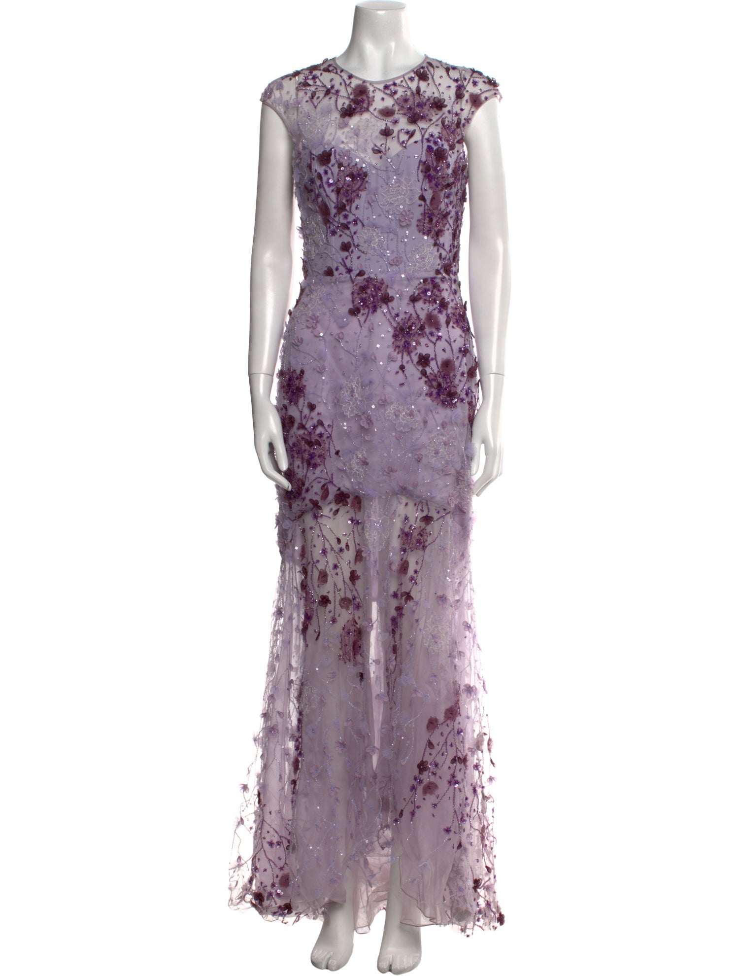 Monique Lhuillier Lace Pattern Long Dress