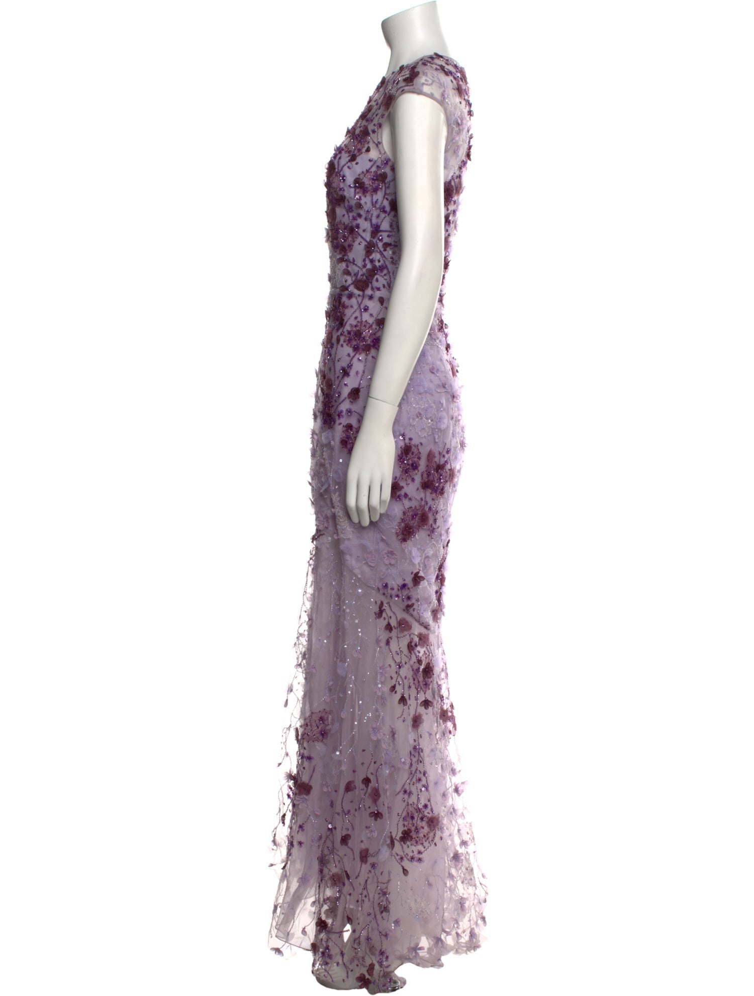 Monique Lhuillier Lace Pattern Long Dress