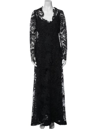Monique Lhuillier Lace Pattern Long Dress