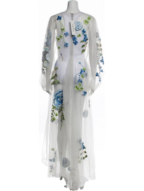 Monique Lhuillier Floral Print Long Dress