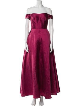 Monique Lhuillier Off-The-Shoulder Long Dress