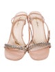 Monique Lhuillier Suede Crystal Embellishments Slingback Sandals