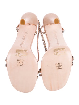 Monique Lhuillier Suede Crystal Embellishments Slingback Sandals