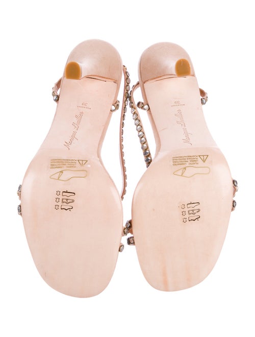 Monique Lhuillier Suede Crystal Embellishments Slingback Sandals