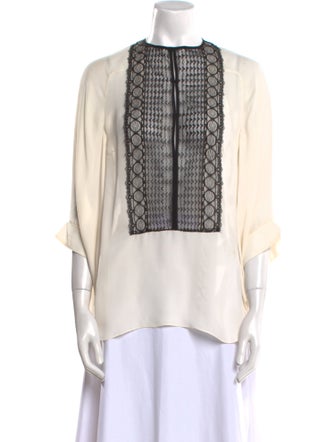 Monique Lhuillier Silk Printed Blouse