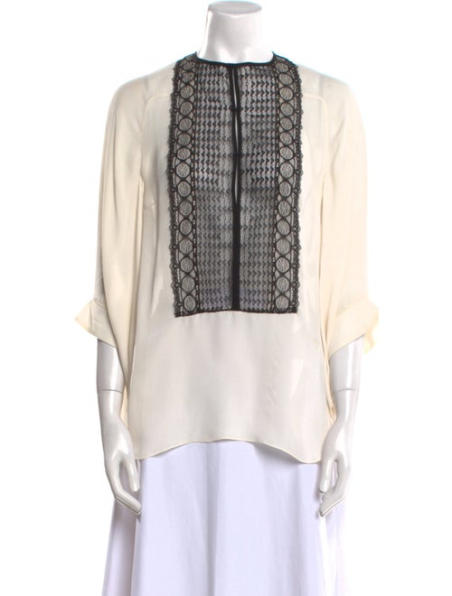 Monique Lhuillier Silk Printed Blouse