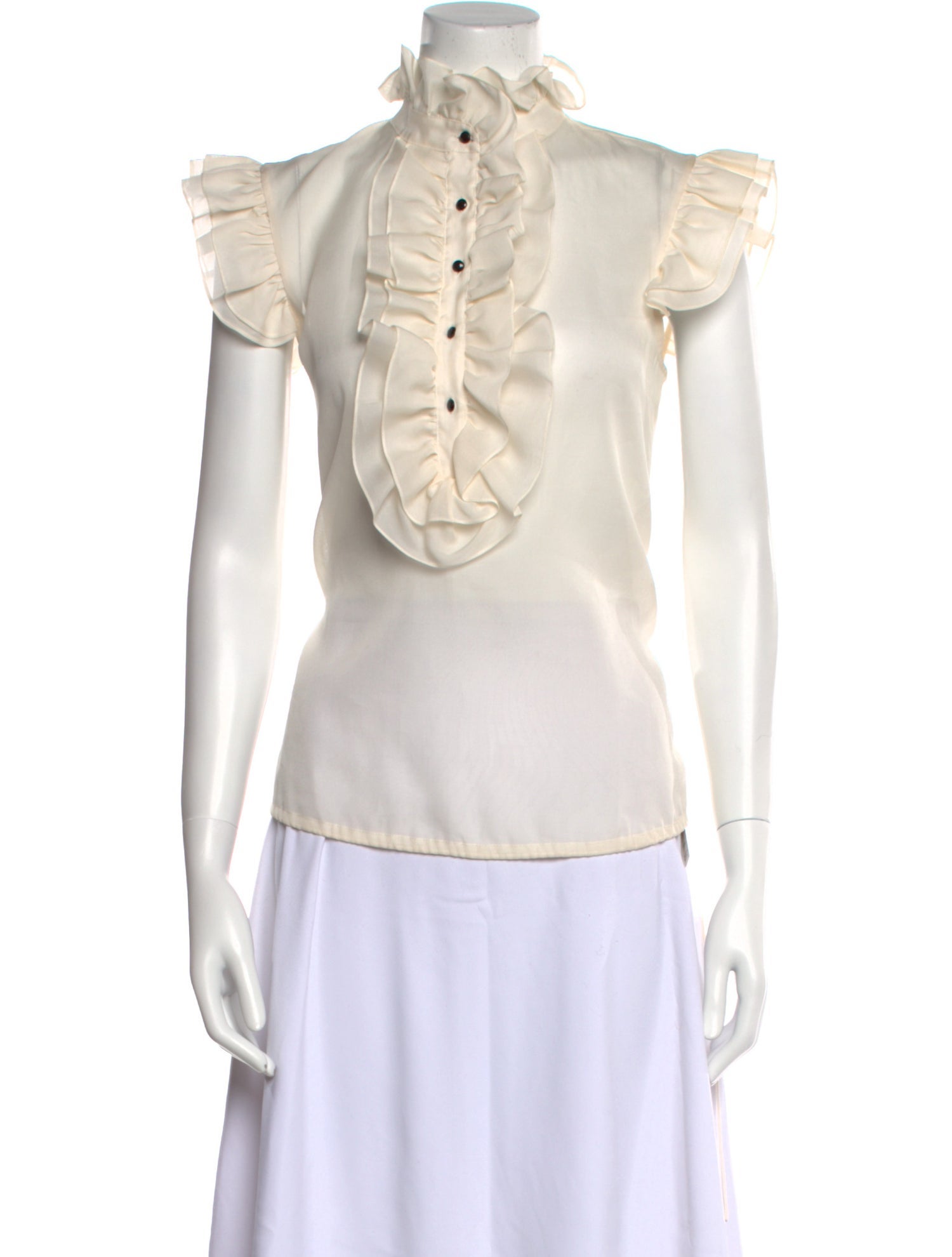 Monique Lhuillier Silk Mock Neck Top