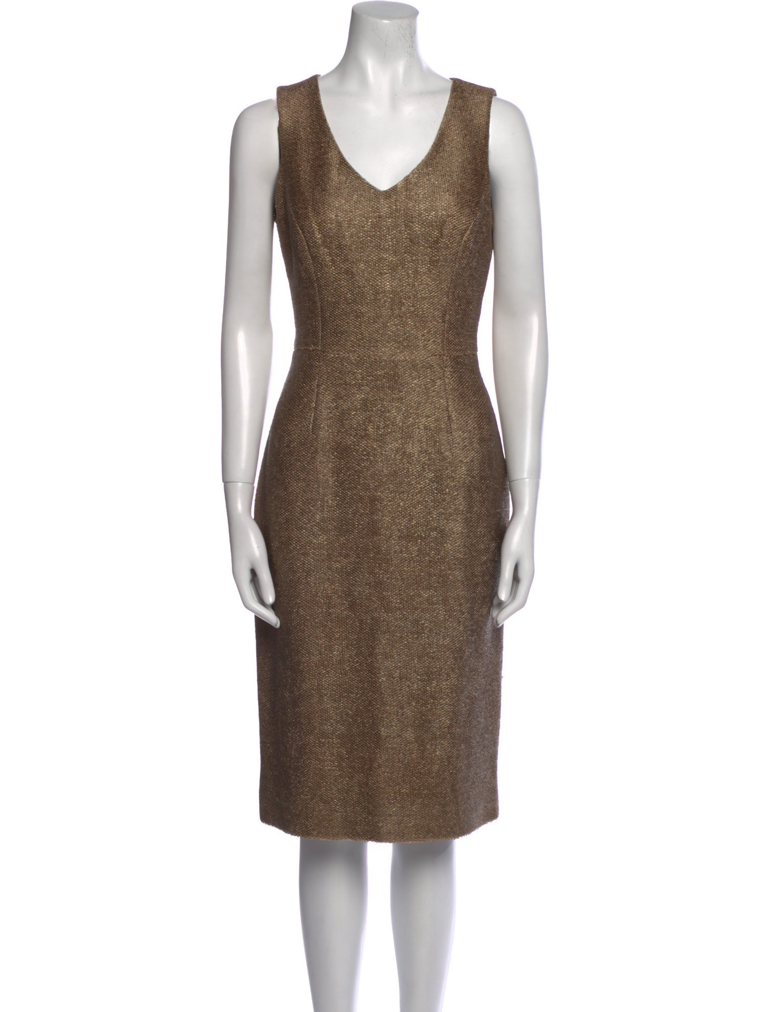 Monique Lhuillier V-Neck Midi Length Dress