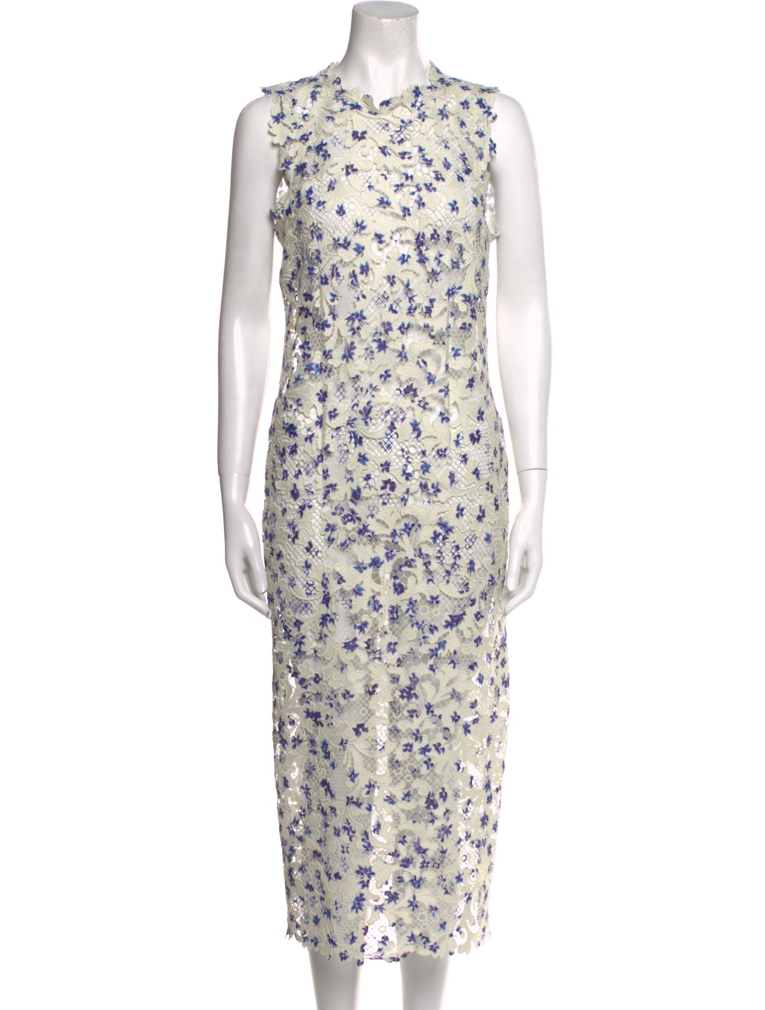 Monique Lhuillier Floral Print Midi Length Dress