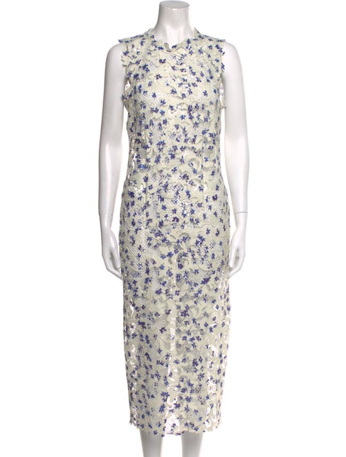 Monique Lhuillier Floral Print Midi Length Dress