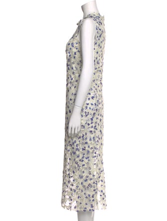 Monique Lhuillier Floral Print Midi Length Dress