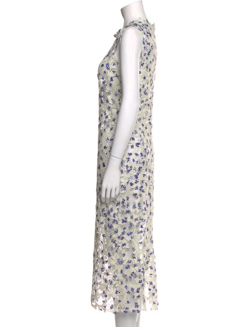 Monique Lhuillier Floral Print Midi Length Dress
