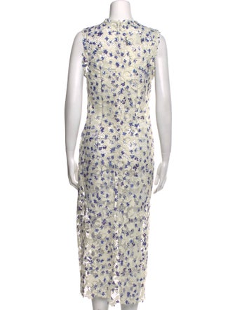 Monique Lhuillier Floral Print Midi Length Dress