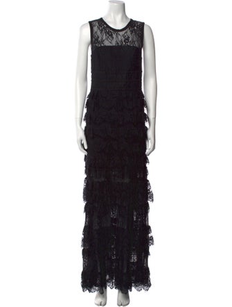 Monique Lhuillier Lace Pattern Long Dress