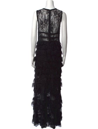 Monique Lhuillier Lace Pattern Long Dress