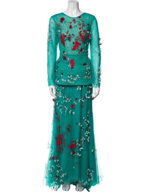 Monique Lhuillier Nylon Floral Print Pantsuit