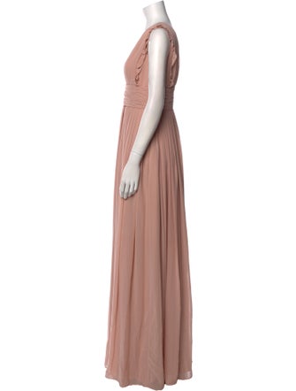 Monique Lhuillier V-Neck Long Dress