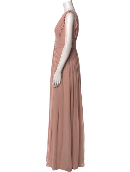 Monique Lhuillier V-Neck Long Dress