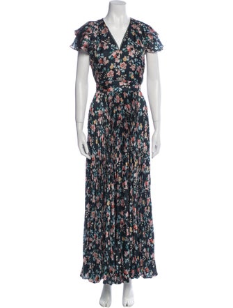 Monique Lhuillier Floral Print Long Dress