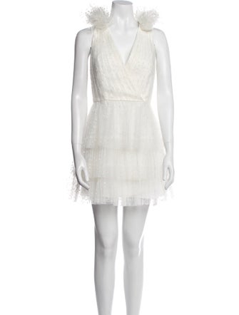 Monique Lhuillier V-Neck Mini Dress