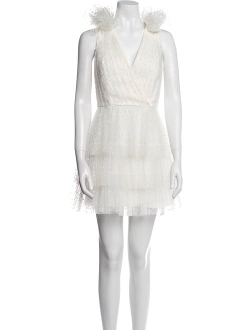 Monique Lhuillier V-Neck Mini Dress