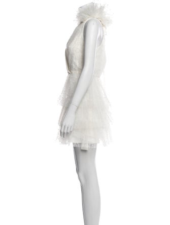 Monique Lhuillier V-Neck Mini Dress