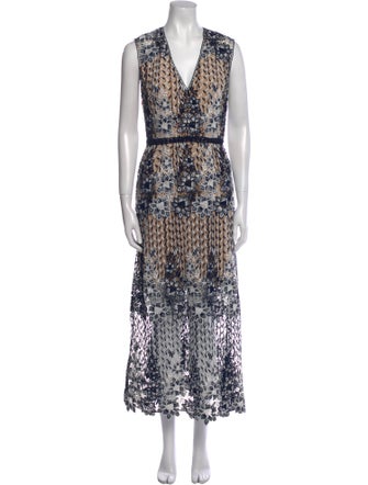 Monique Lhuillier Printed Long Dress